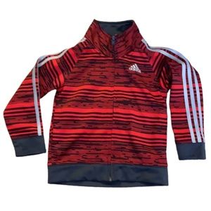 ADIDAS jacket zip up hoodless long sleeve red gray toddler 2T 24 months
